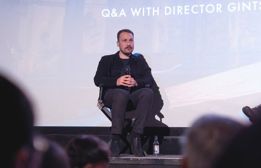 Gints Zilbalodis, director of Flow, at a public talk